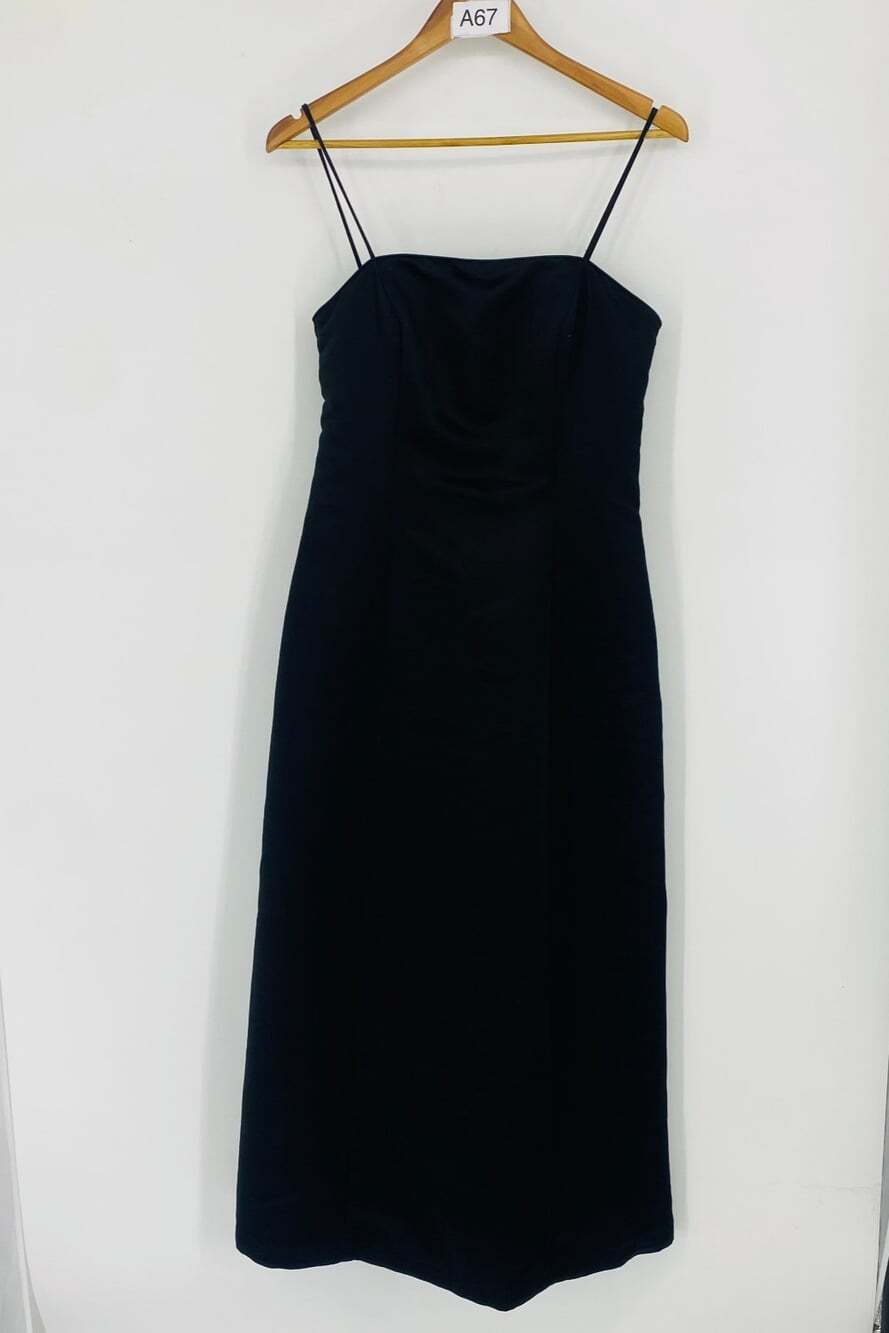 Vintage Y2K Alex Evenings Black Sateen Strappy Formal Dress Size 8 USA Gothic